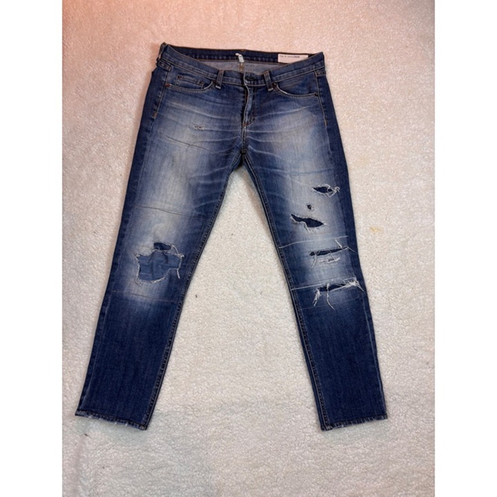 Rag Bone Jean Women's Size 28 Blue Distressed Skinny Jeans